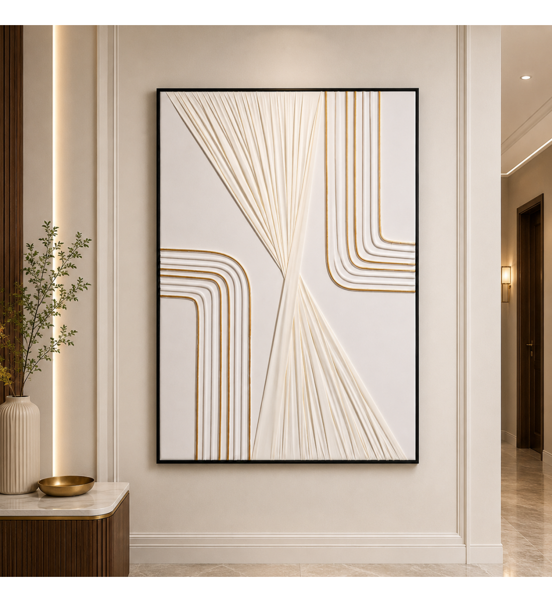 لوحة فنية مودرن بإطار أسود مقاس 80 × 120 سم