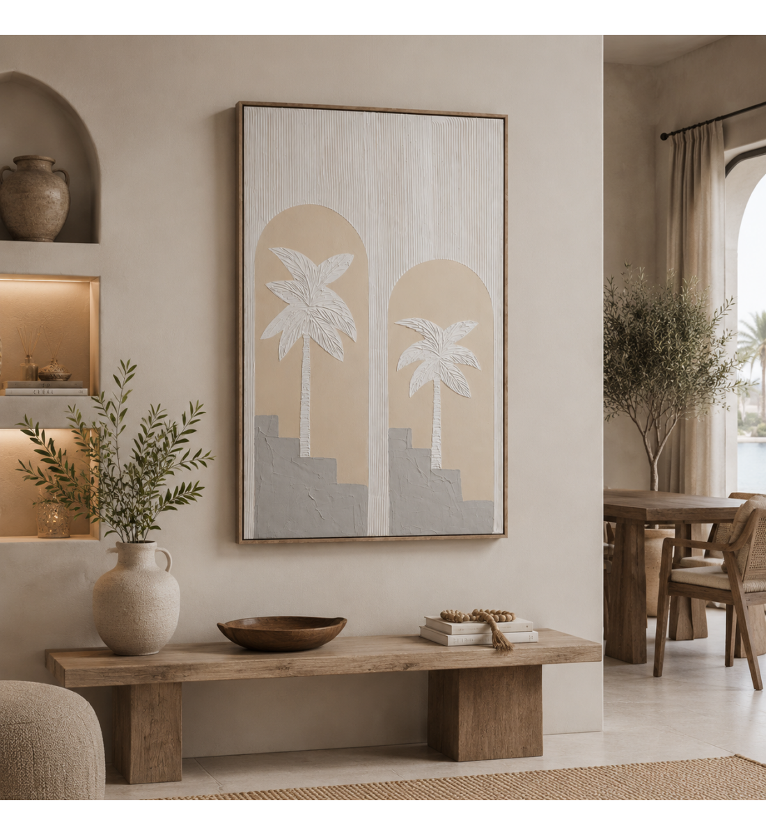 لوحة حائط بإطار بيج مقاس 120 × 80 سم لوحة حائط بإطار بيج مقاس 120 × 80 سم