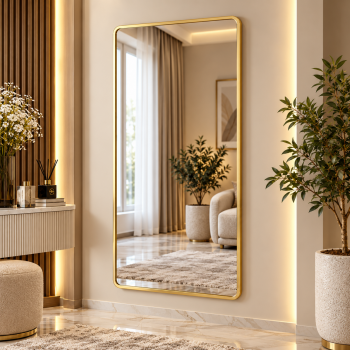مرآة حائط مودرن بإطار ذهبي مقاس ٨٠ × ١٦٠ سم