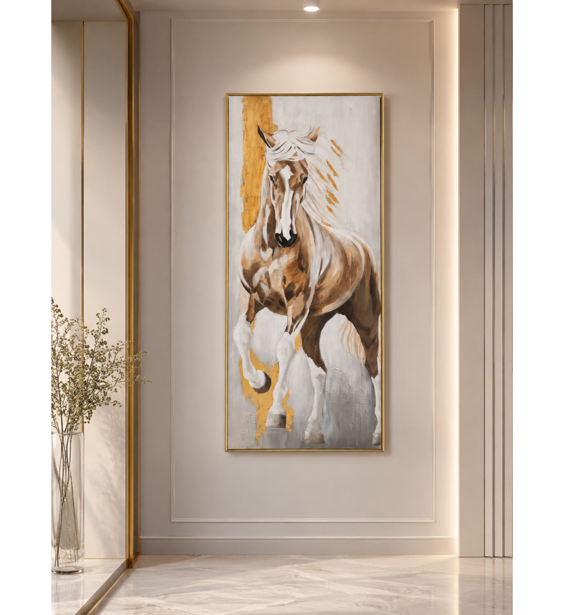 لوحة حائط بإطار ذهبي مقاس 80 × 180 سم لوحة حائط بإطار ذهبي مقاس 80 × 180 سم