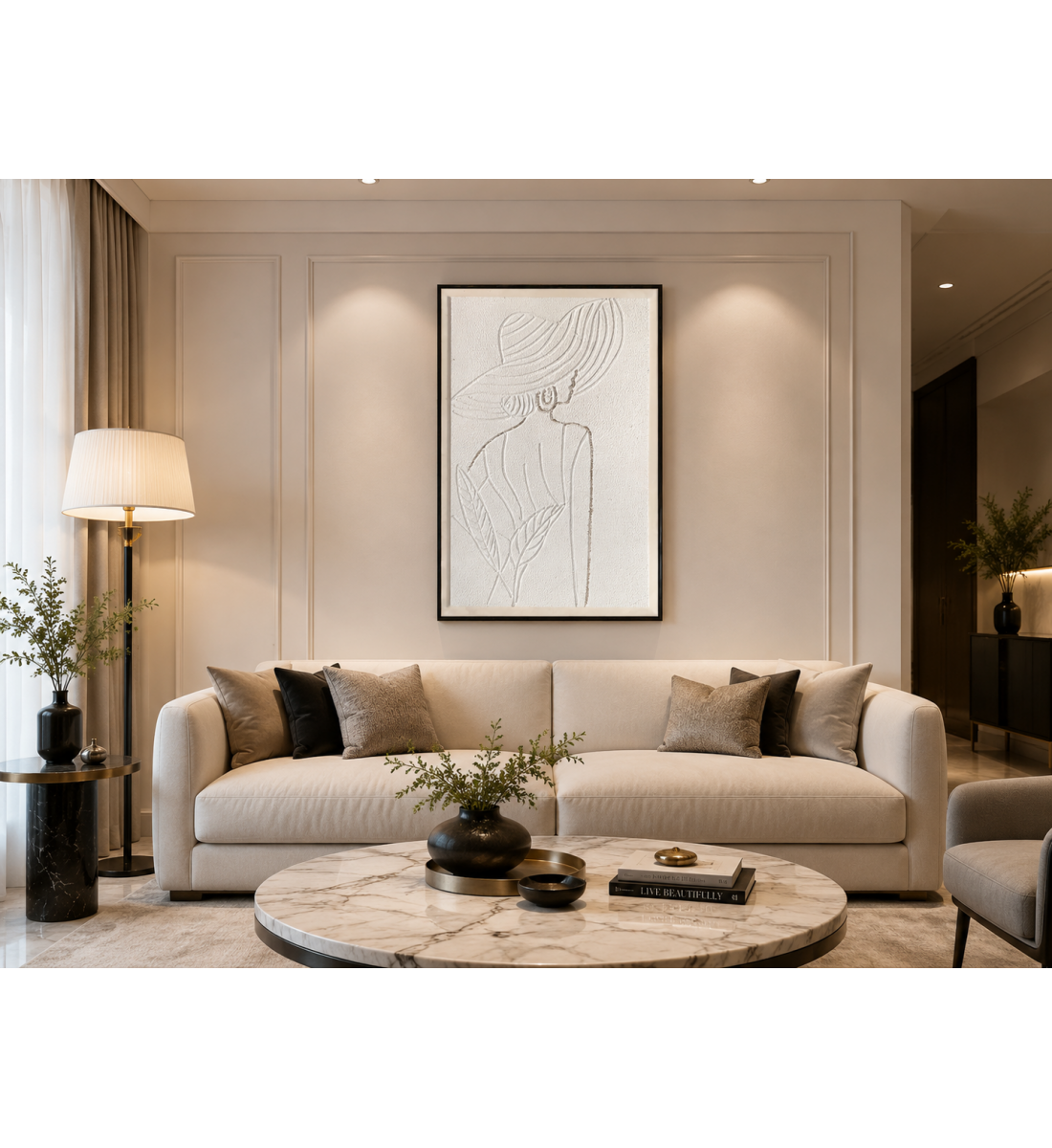 لوحة فنية مودرن بإطار أسود مقاس 100 × 150 سم لوحة فنية مودرن بإطار أسود مقاس 100 × 150 سم