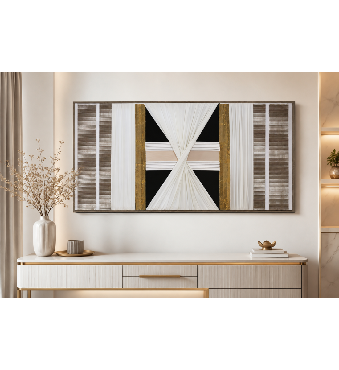 لوحة فنية بإطار خشبي مقاس 70 × 140 سم لوحة فنية بإطار خشبي مقاس 70 × 140 سم