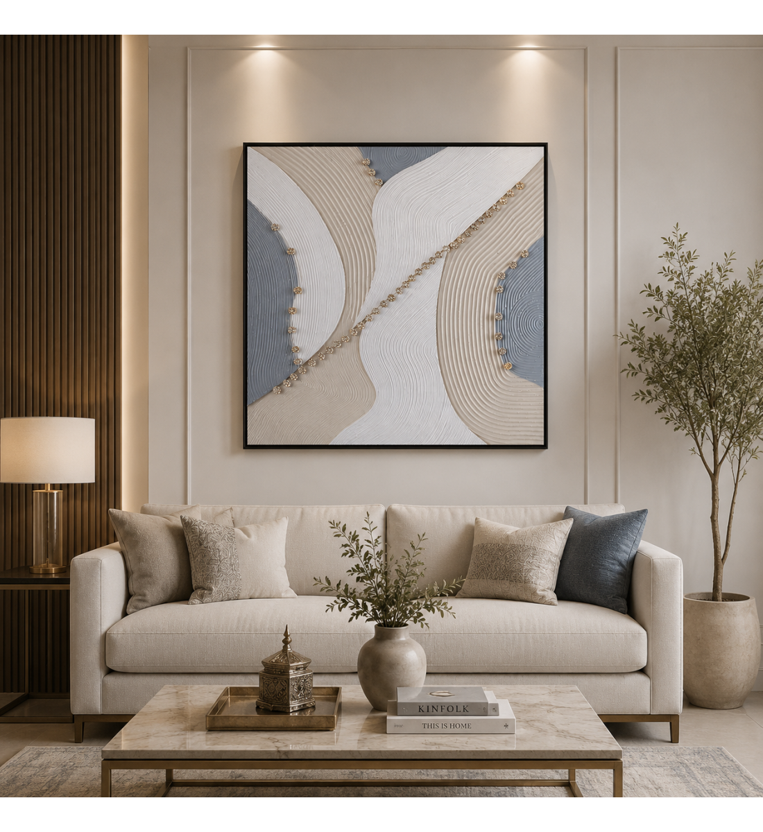 لوحة ديكور مربعة بإطار أسود مقاس 100 × 100 سم لوحة ديكور مربعة بإطار أسود مقاس 100 × 100 سم