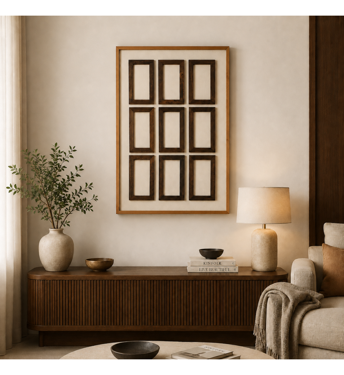 لوحة حائط بإطار بيج مقاس 120 × 80 سم لوحة حائط بإطار بيج مقاس 120 × 80 سم