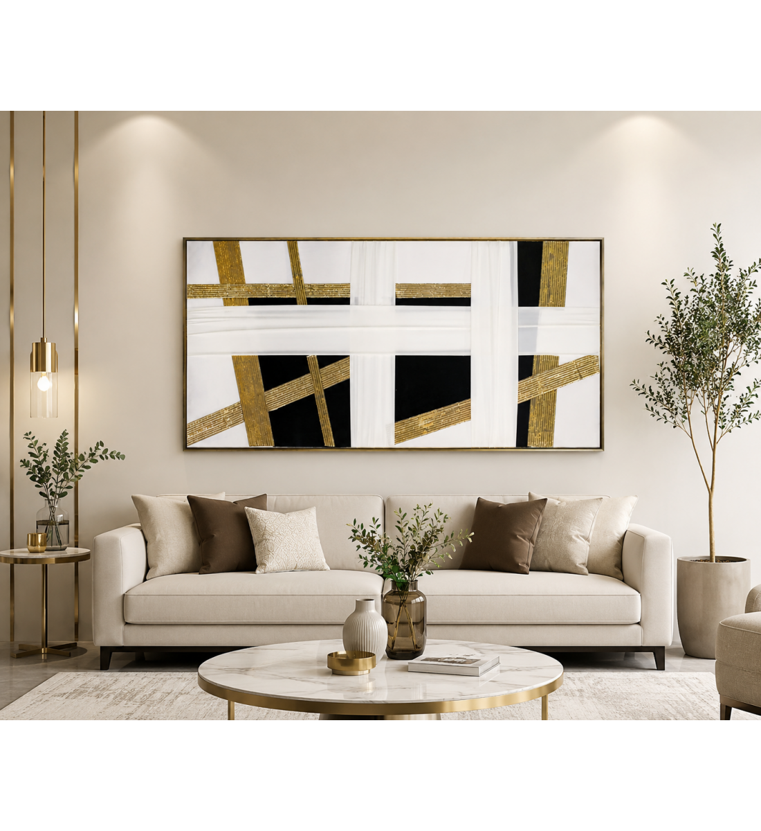 لوحة حائط بإطار ذهبي مقاس 70 × 140 سم لوحة حائط بإطار ذهبي مقاس 70 × 140 سم