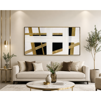 لوحة حائط بإطار ذهبي مقاس 70 × 140 سم