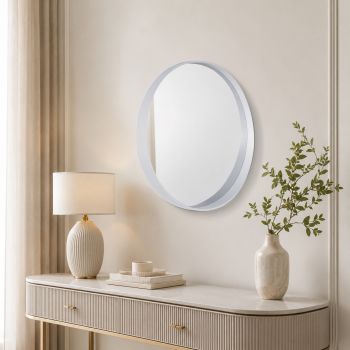 مراية حائط بأطار ابيضمقاس 90× 90 سم