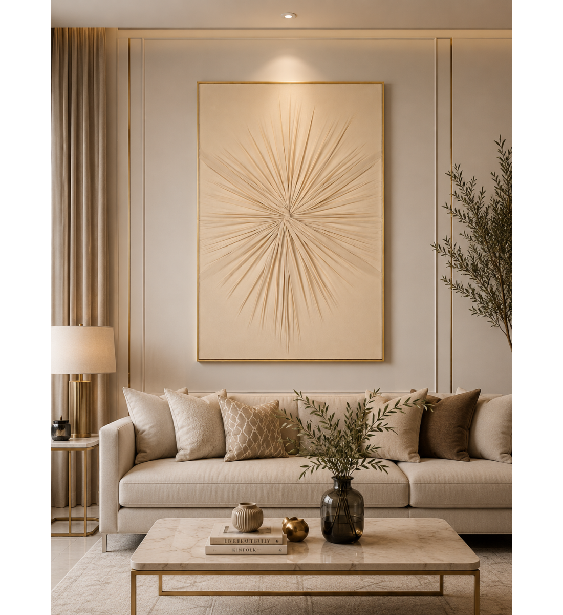 لوحة ديكور بإطار بيج مقاس 100 × 150 سم لوحة ديكور بإطار بيج مقاس 100 × 150 سم