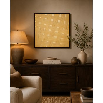 لوحة ديكور مربعة بإطار أسود مقاس 100 × 100 سم