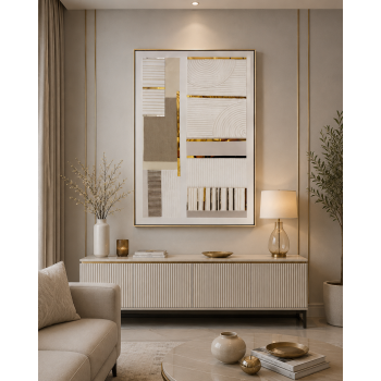 لوحة فنية بإطار ذهبي مقاس 80 × 120 سم