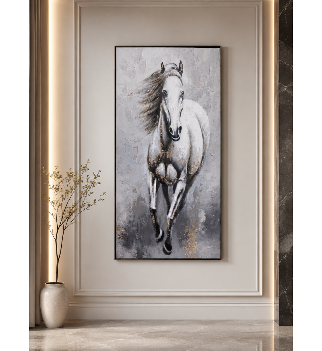 لوحة حائط طولية بإطار أسود مقاس 80 × 160 سم لوحة حائط طولية بإطار أسود مقاس 80 × 160 سم