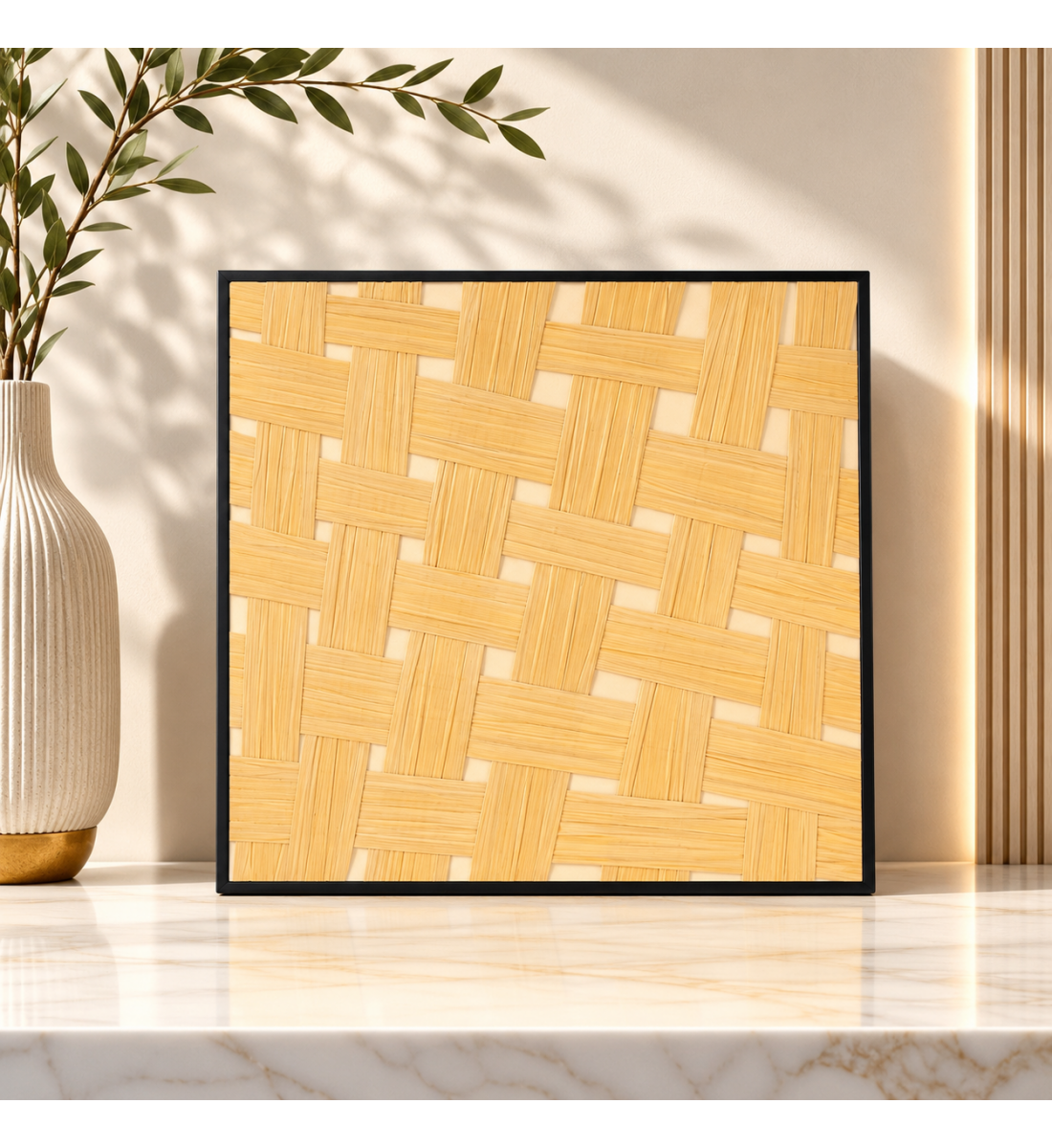 لوحة حائط مربعة بإطار أسود مقاس 80 × 80 سم لوحة حائط مربعة بإطار أسود مقاس 80 × 80 سم