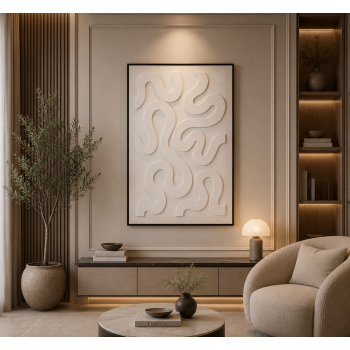 لوحة فنية بإطار أسود مقاس 120 × 80 سم