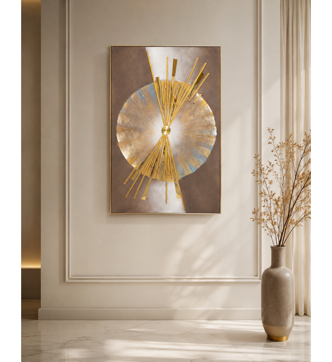 لوحة ديكور بإطار ذهبي مقاس 80 × 120 سم لوحة ديكور بإطار ذهبي مقاس 80 × 120 سم