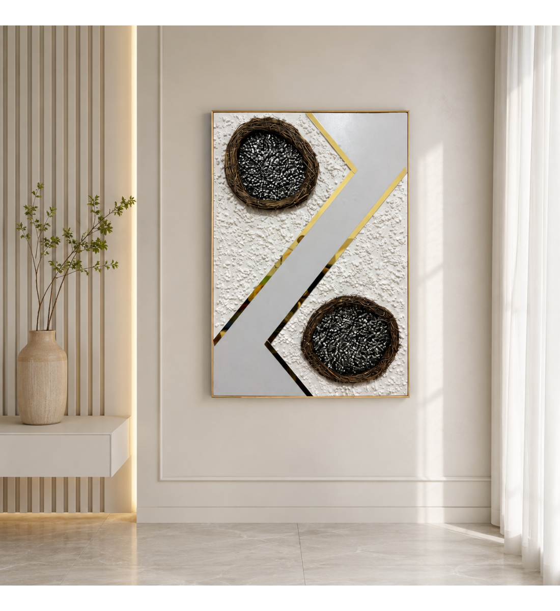 لوحة ديكور فاخرة بإطار ذهبي مقاس 80 × 120 سم لوحة ديكور فاخرة بإطار ذهبي مقاس 80 × 120 سم
