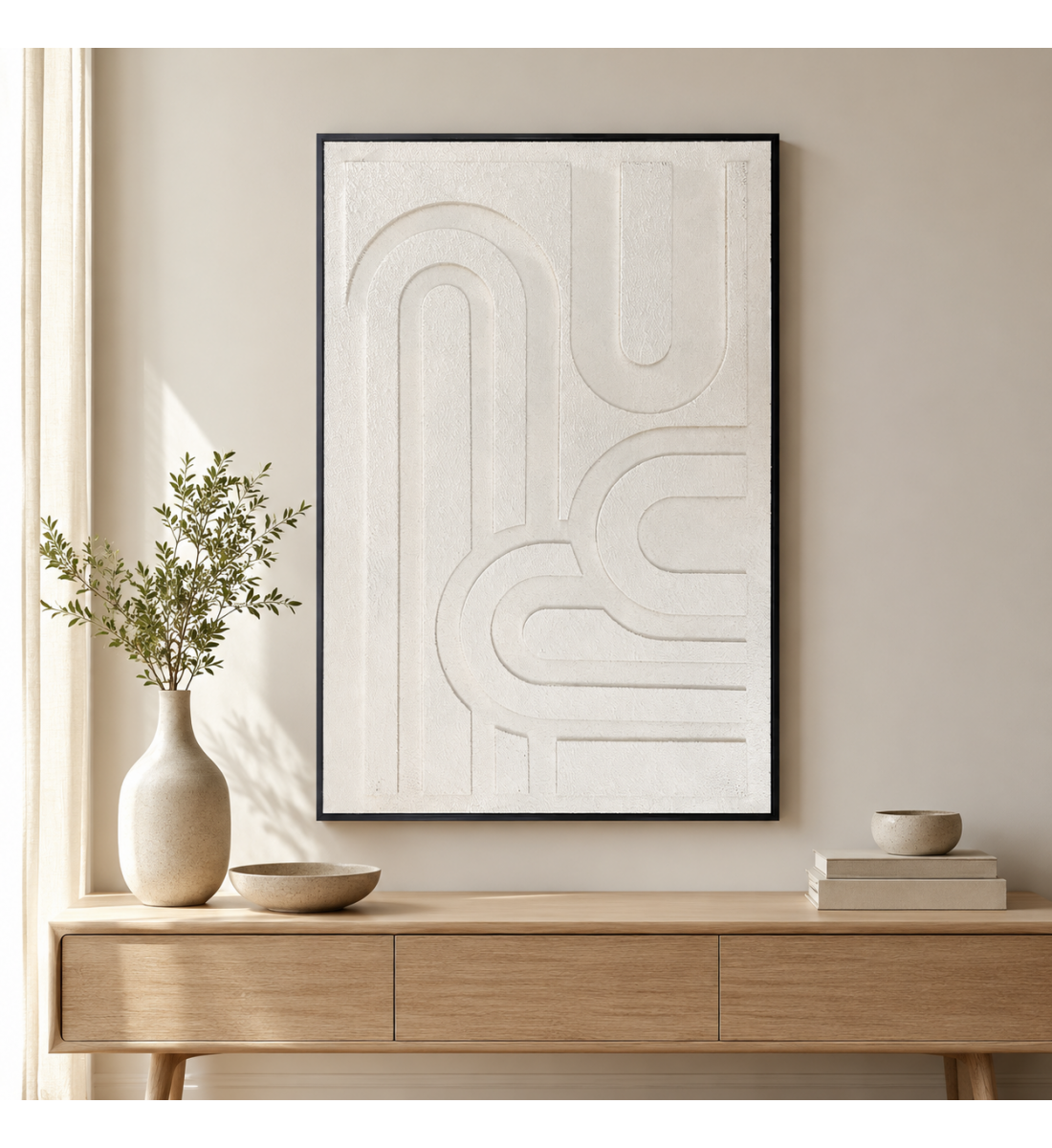 لوحة فنية بإطار أسود مقاس 80 × 120 سم