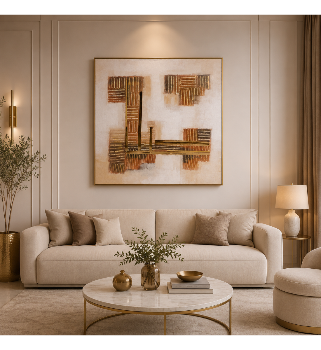 لوحة فنية مربعة للديكور مقاس 100 × 100 سم