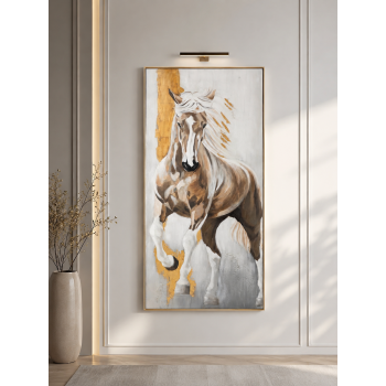 لوحة فنية طولية بإطار ذهبي مقاس 80 × 160 سم