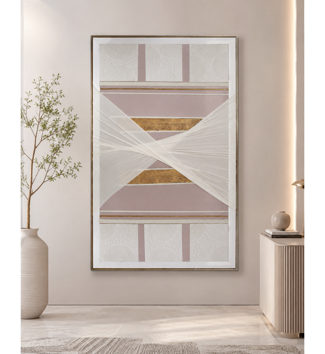لوحة فنية بإطار ذهبي مقاس 100 × 160 سم لوحة فنية بإطار ذهبي مقاس 100 × 160 سم
