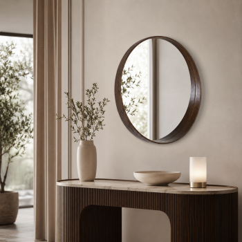مراية حائط بأطار بنىمقاس 80 × 80 سم