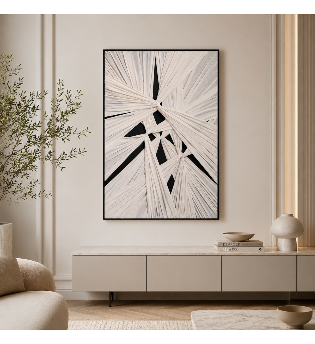 لوحة فنية بإطار أسود مقاس 80 × 120 سم لوحة فنية بإطار أسود مقاس 80 × 120 سم