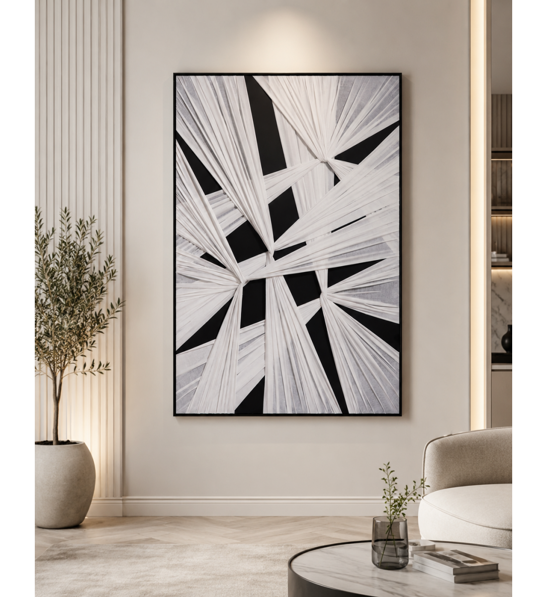 لوحة ديكور عصرية بإطار أسود مقاس 100 × 150 سم