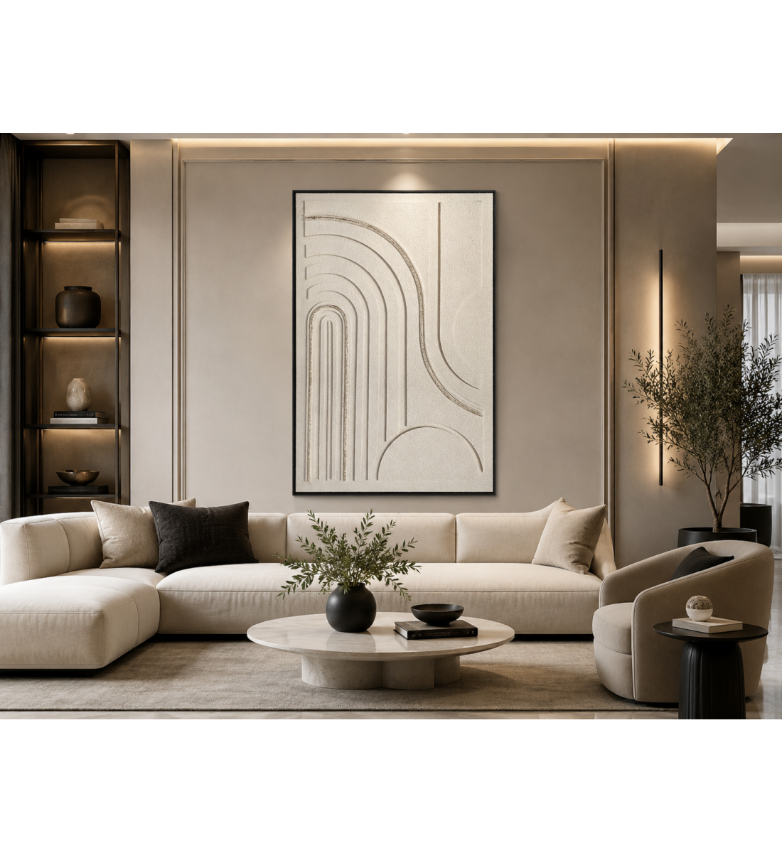 لوحة حائط عصرية بإطار أسود مقاس 100 × 150 سم