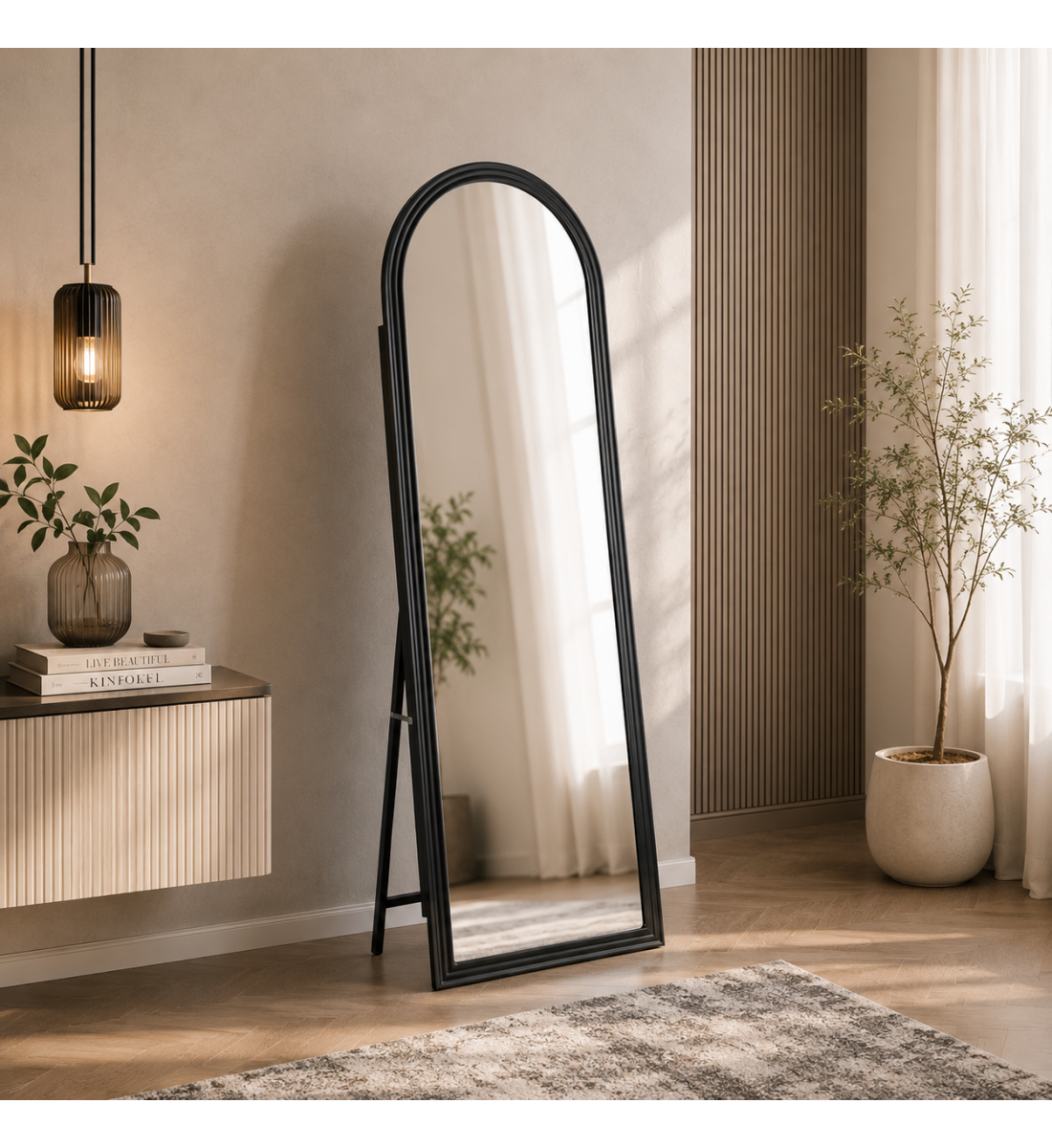 مراية ستاند بأطار أسودمقاس 170 × 60 سم مراية ستاند بأطار أسودمقاس 170 × 60 سم