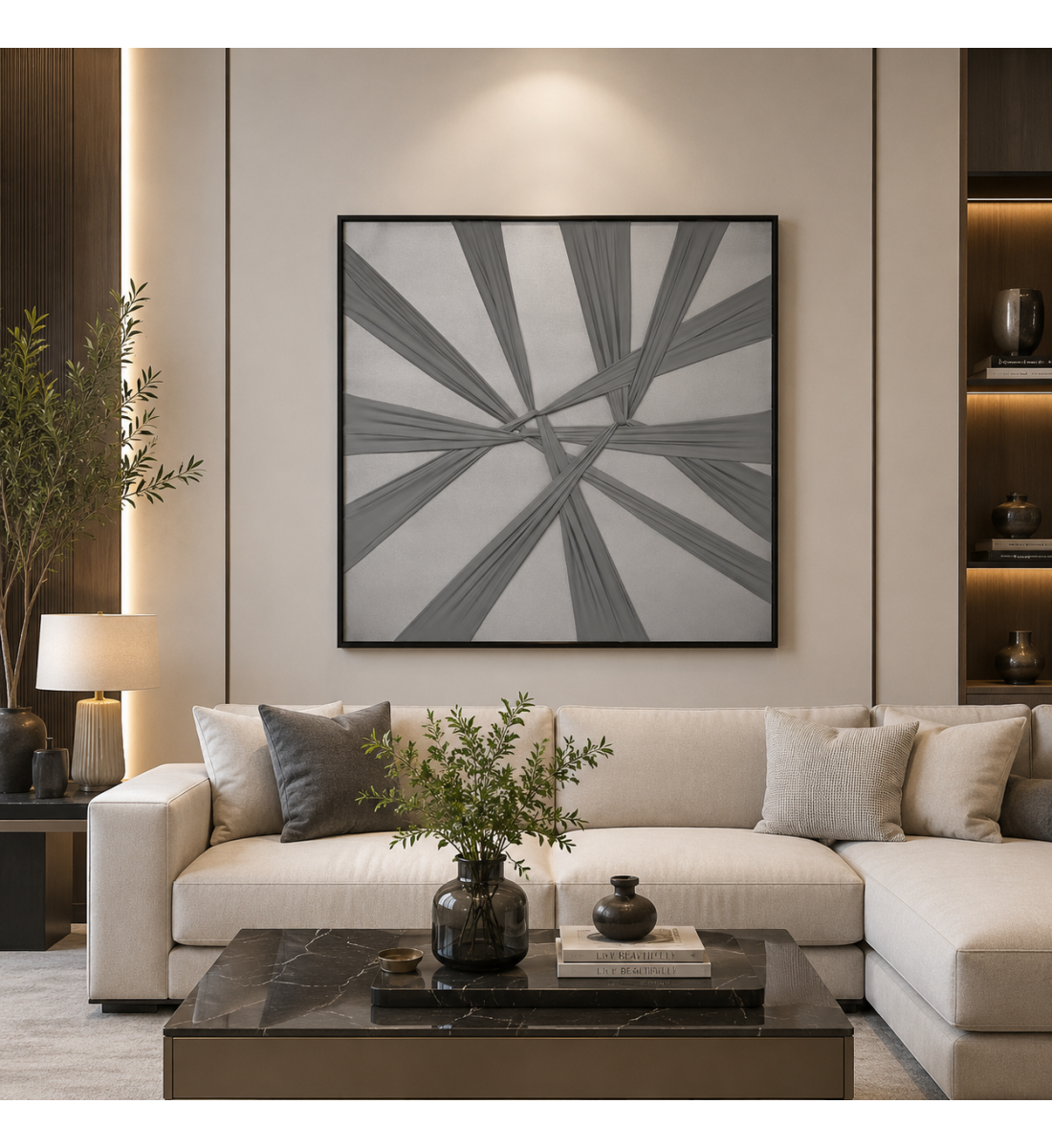 لوحة حائط مربعة بإطار أسود مقاس 80 × 80 سم لوحة حائط مربعة بإطار أسود مقاس 80 × 80 سم
