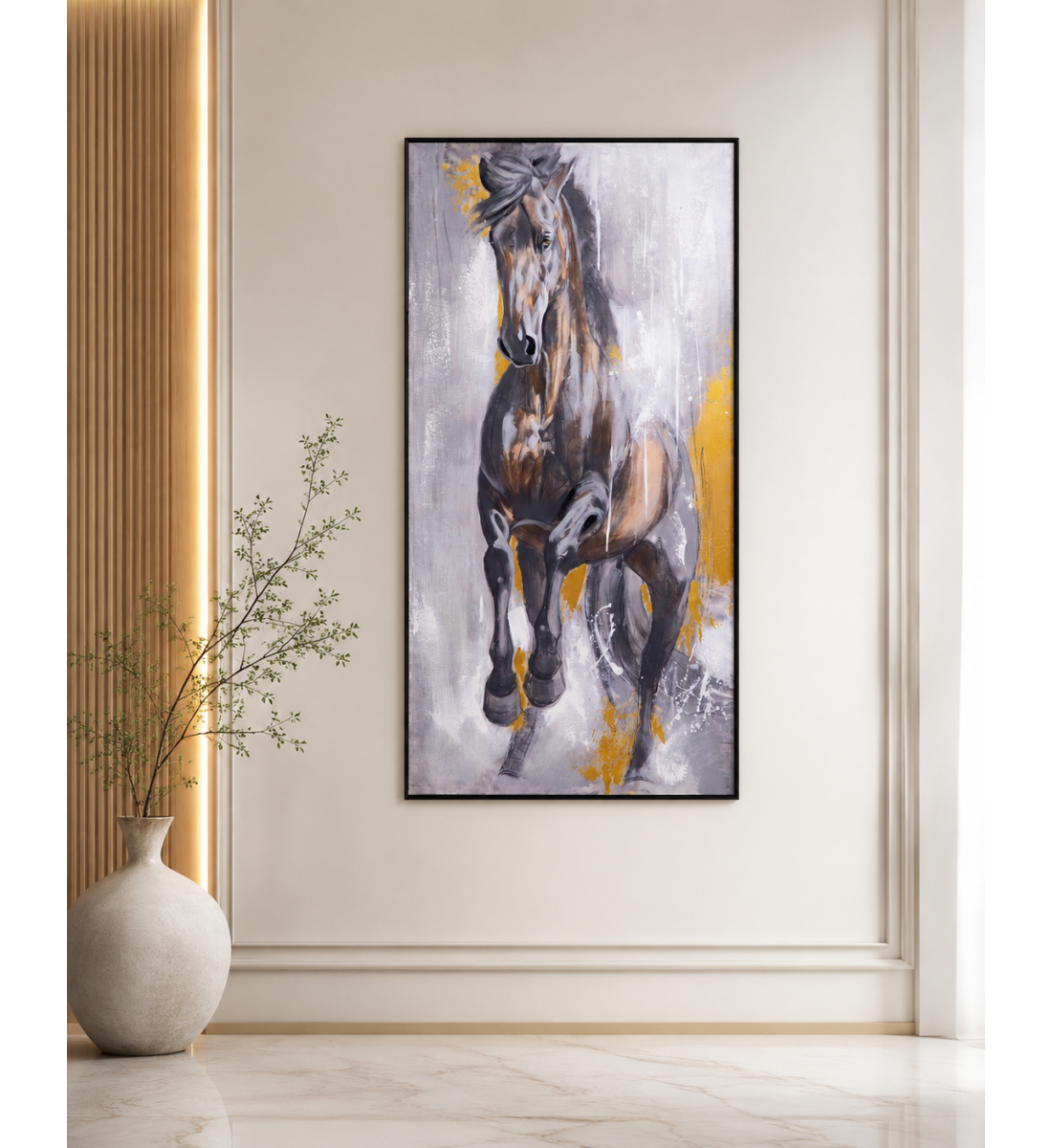 لوحة ديكور طولية بإطار أسود مقاس 80 × 160 سم