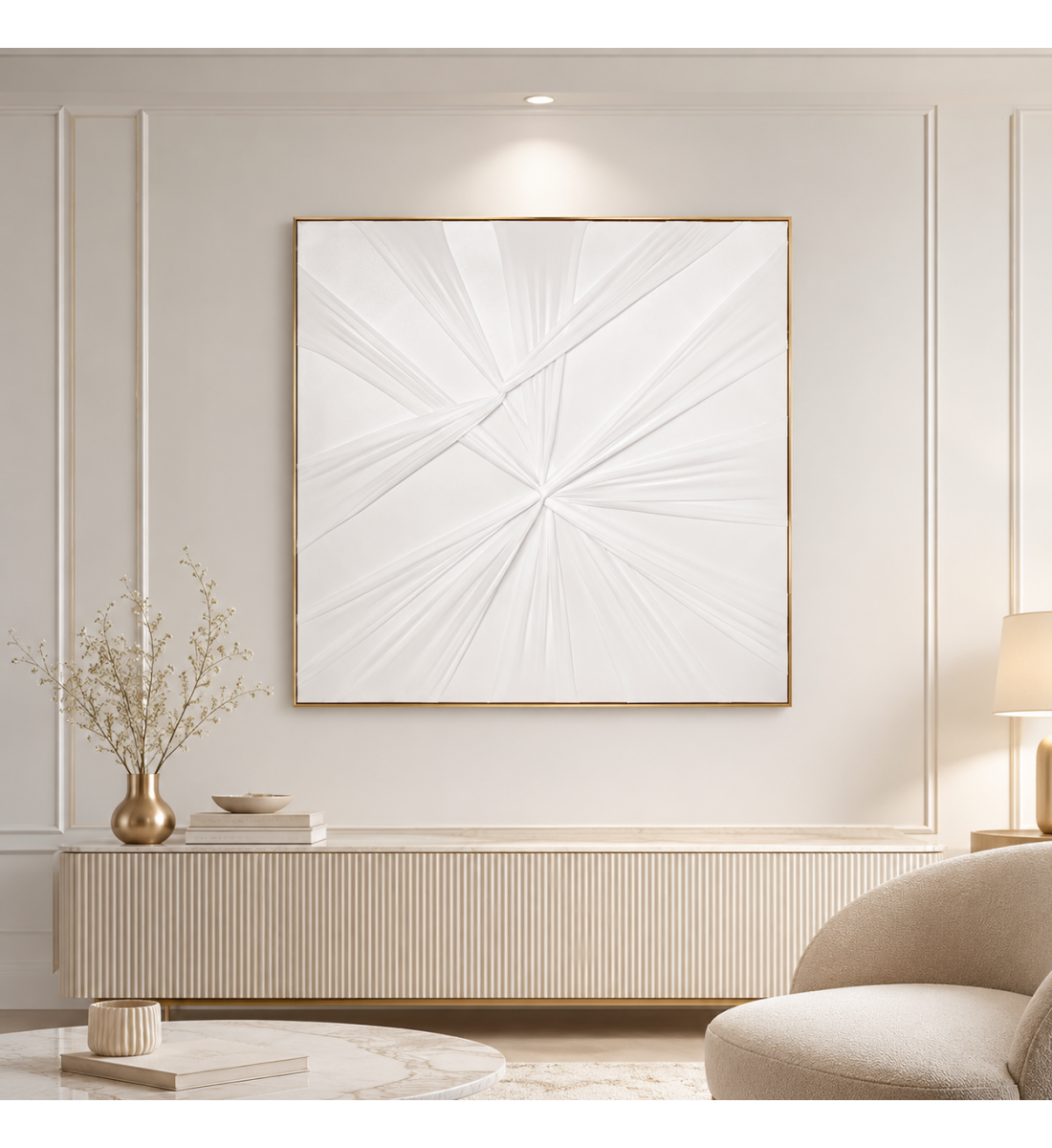 لوحة حائط مربعة بإطار ذهبي مقاس 80 × 80 سم لوحة حائط مربعة بإطار ذهبي مقاس 80 × 80 سم