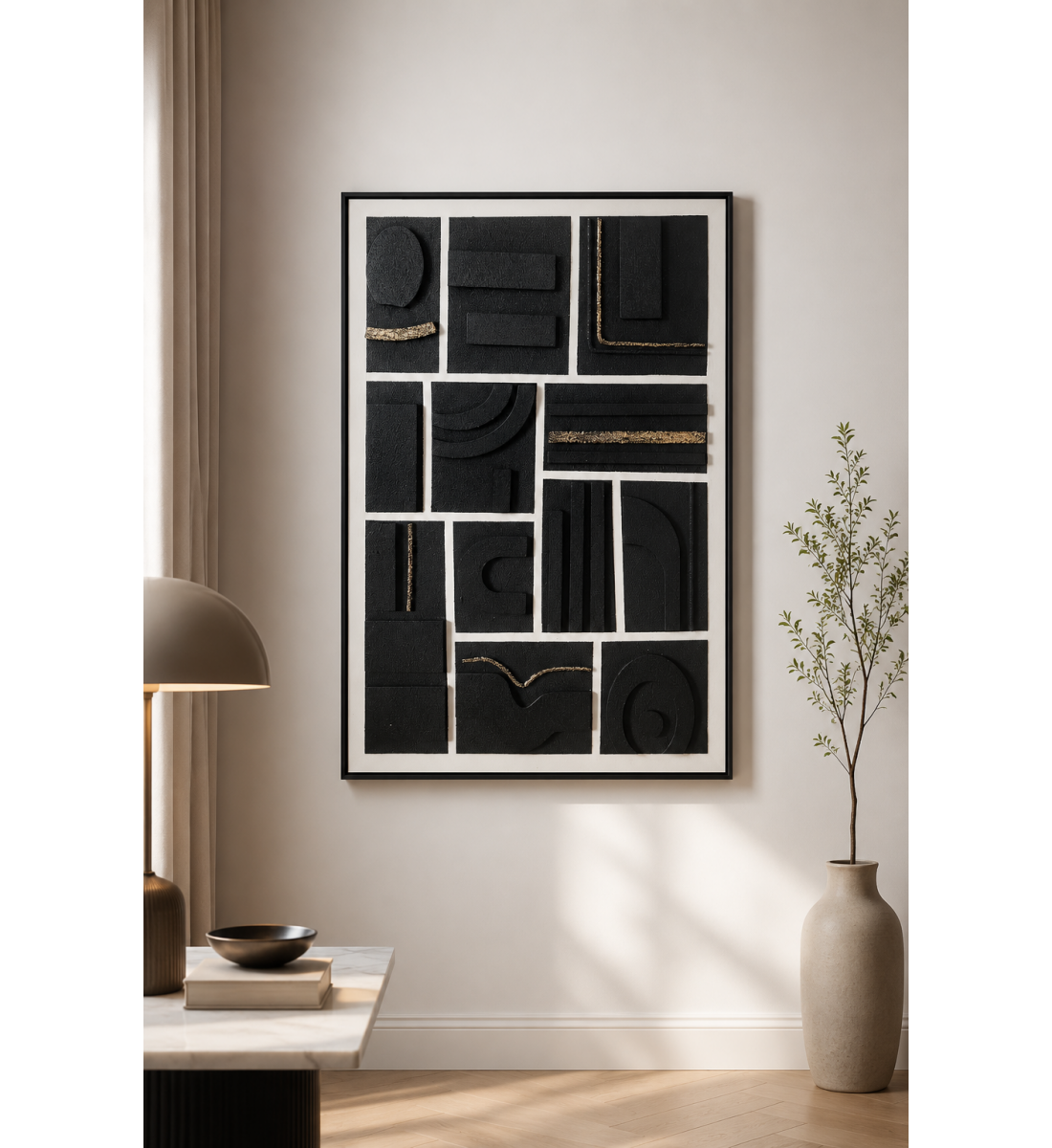 لوحة فنية راقية بإطار أسود مقاس 80 × 120 سم لوحة فنية راقية بإطار أسود مقاس 80 × 120 سم