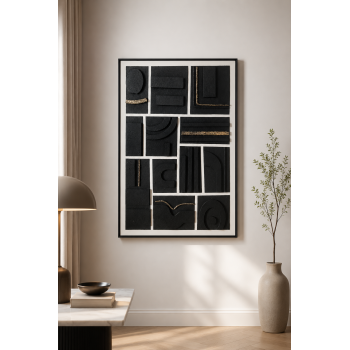 لوحة فنية راقية بإطار أسود مقاس 80 × 120 سم