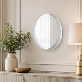 مراية حائط بأطار ابيضمقاس 80 × 80 سم