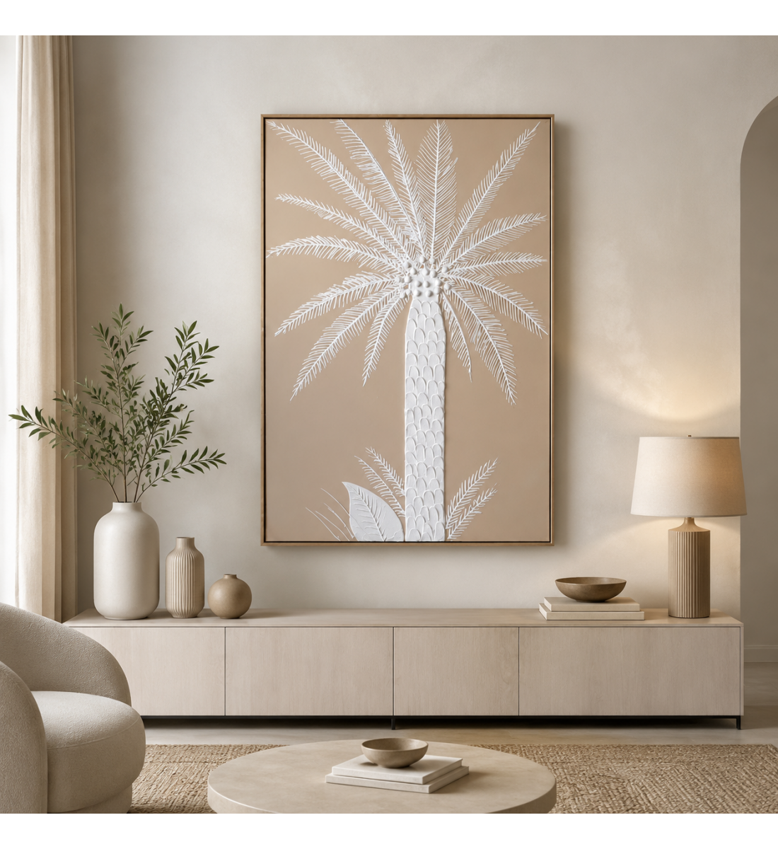 لوحة فنية بإطار بيج مقاس 120 × 80 سم