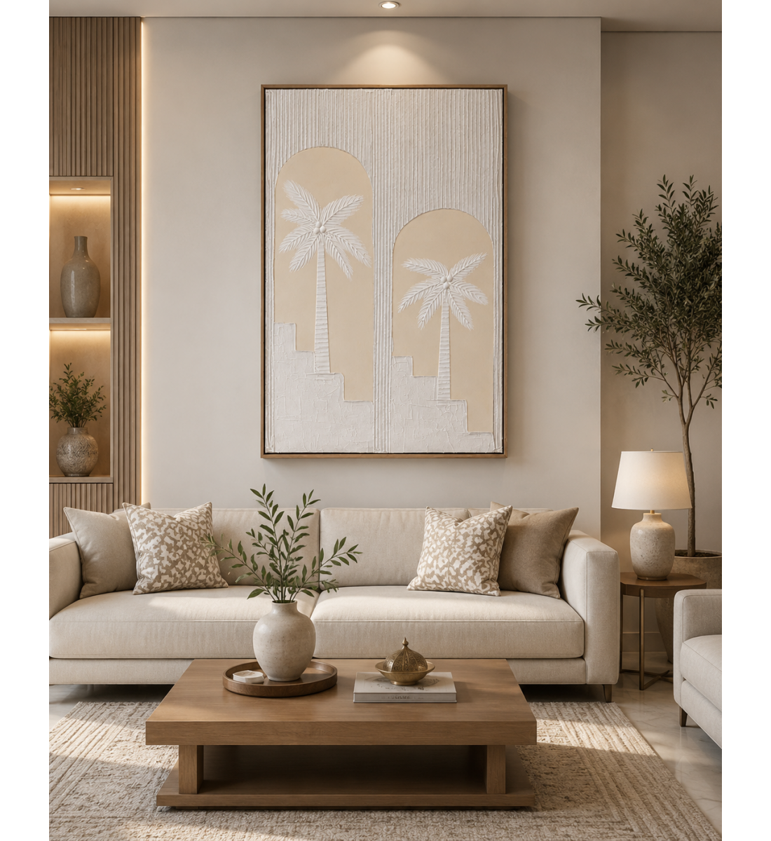 لوحة حائط بإطار بيج مقاس 120 × 80 سم