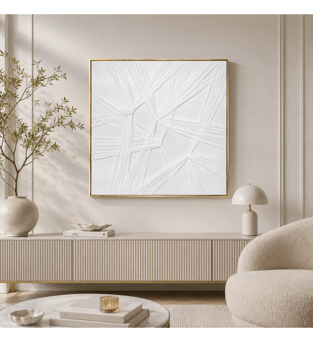 لوحة ديكور مربعة بإطار ذهبي مقاس 80 × 80 سم لوحة ديكور مربعة بإطار ذهبي مقاس 80 × 80 سم