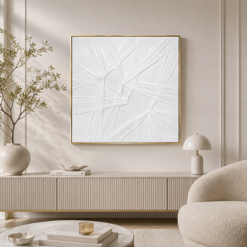 لوحة ديكور مربعة بإطار ذهبي مقاس 80 × 80 سم
