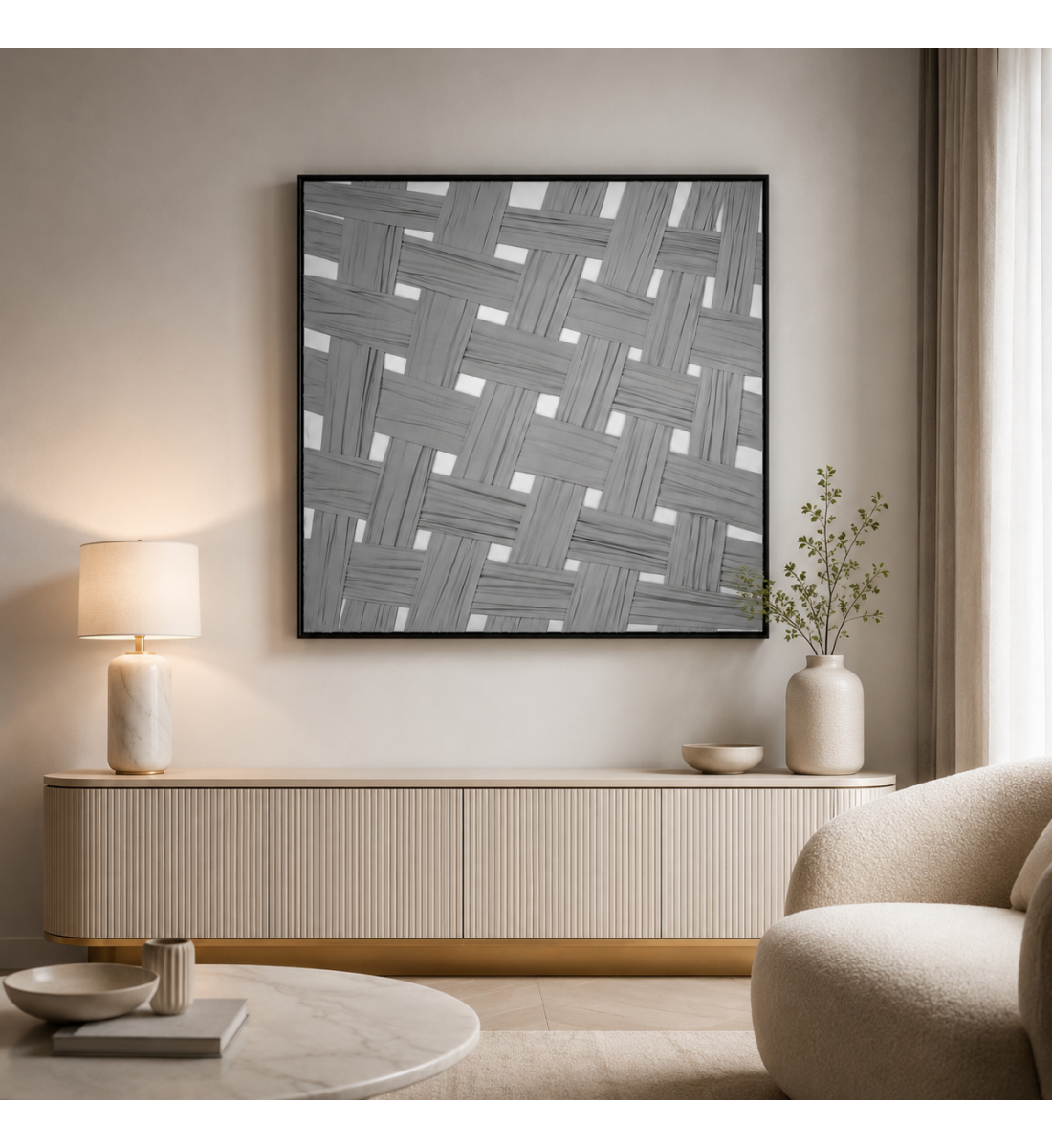 لوحة ديكور مربعة بإطار أسود مقاس 80 × 80 سم لوحة ديكور مربعة بإطار أسود مقاس 80 × 80 سم