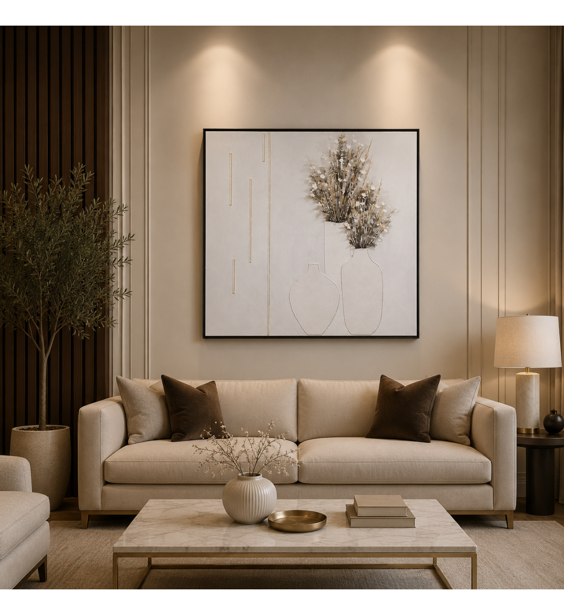لوحة ديكور مربعة بإطار أسود مقاس 100 × 100 سم لوحة ديكور مربعة بإطار أسود مقاس 100 × 100 سم
