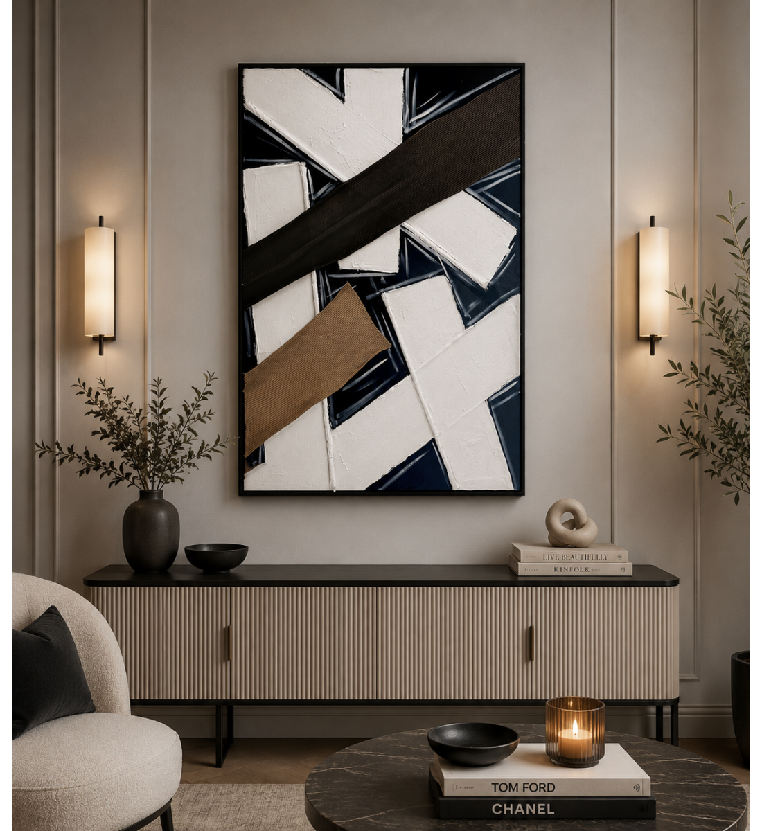 لوحة ديكور بإطار أسود مقاس 80 × 120 سم