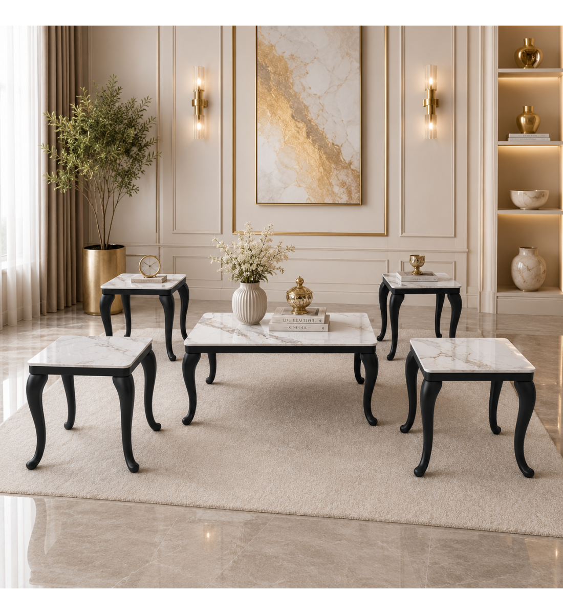 طقم شاي سيراميك مستطيل أسود 4+1 طقم شاي سيراميك مستطيل أسود 4+1