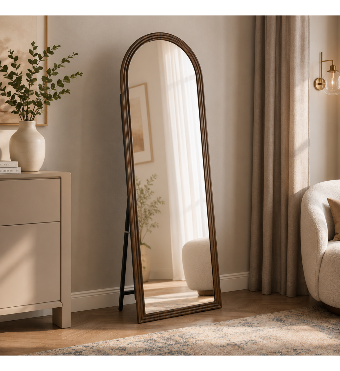 مراية ستاند بأطار بنىمقاس 170 × 60 سم