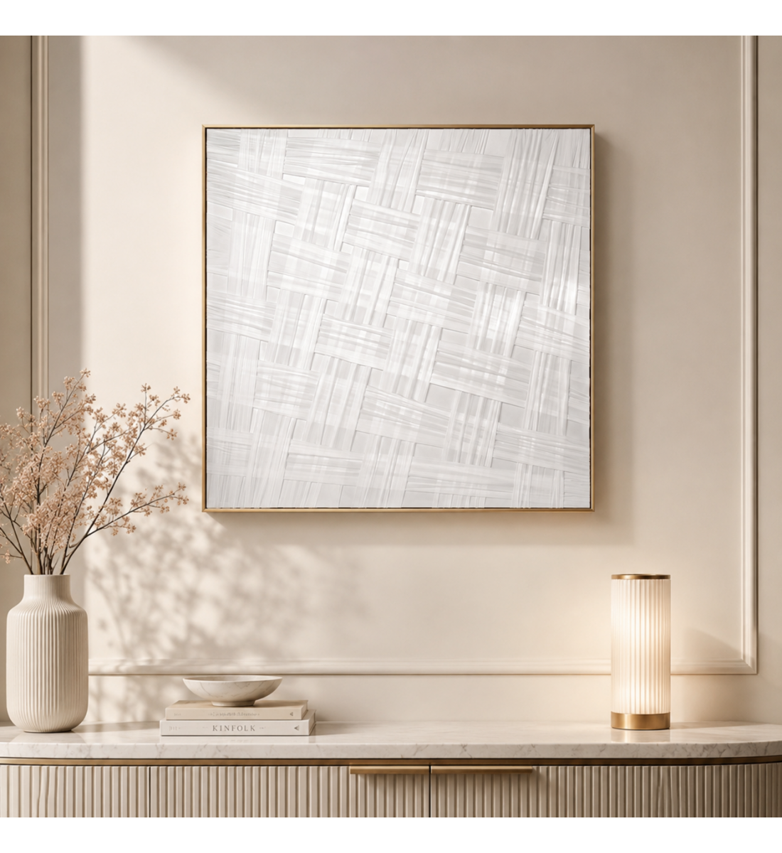لوحة حائط مربعة بإطار ذهبي مقاس 80 × 80 سم لوحة حائط مربعة بإطار ذهبي مقاس 80 × 80 سم