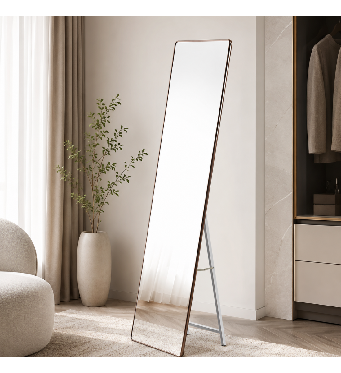 مرآة ستاند أرضية بإطار كوفى
مقاس 160 × 40 سم مرآة ستاند أرضية بإطار كوفى
مقاس 160 × 40 سم