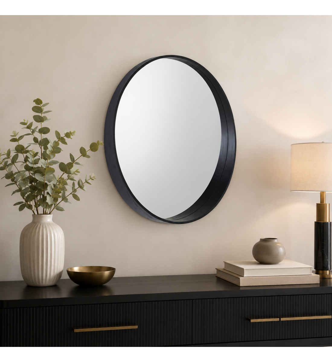 مراية حائط بأطار اسودمقاس 80 × 80 سم