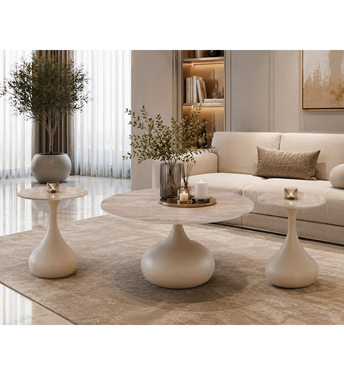 طقم شاي سيراميك دائري 1+2 بيج طقم شاي سيراميك دائري 1+2 بيج