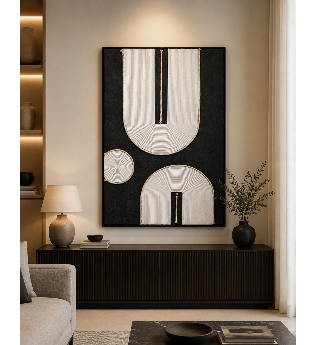 لوحة ديكور مودرن بإطار أسود مقاس 120 × 80 سم
