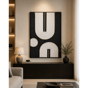 لوحة ديكور مودرن بإطار أسود مقاس 120 × 80 سم