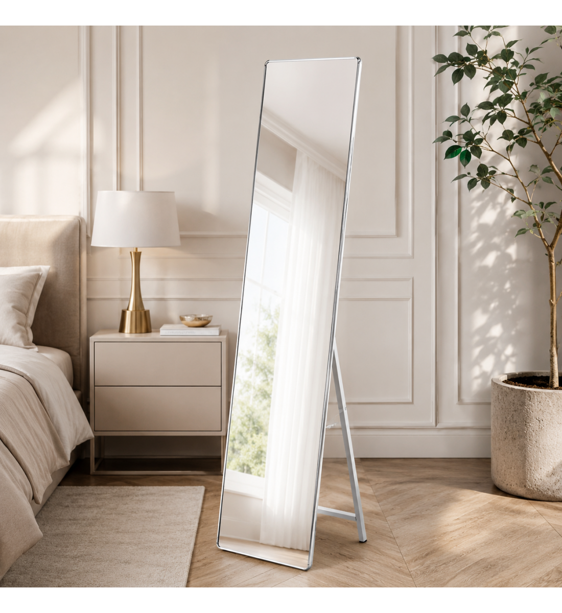 مرآة ستاند أرضية بإطار سلفر
مقاس 160 × 40 سم مرآة ستاند أرضية بإطار سلفر
مقاس 160 × 40 سم